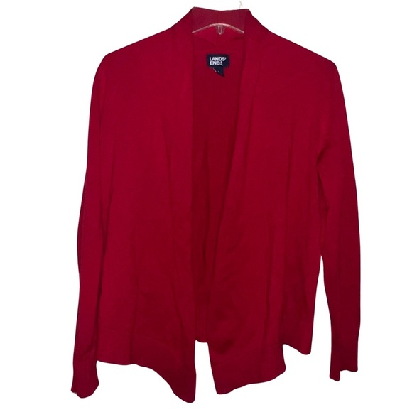 Lands’ End Red Open Front Cardigan Cotton Modal Size Small 6-8 NWOT - Picture 1 of 11